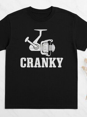 Cranky Fishing Reel Funny Fishing T-Shirt Papa Dad Grandpa Gift